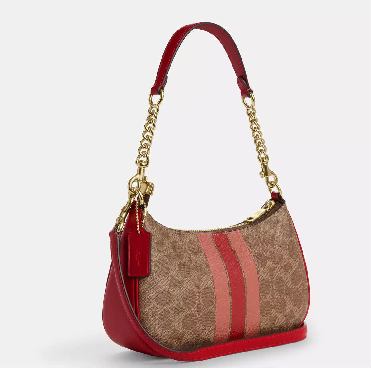 Coach Teri Shoulder Bag In Signature Canvas With Stripe CAL81 Size ONE SIZE - 12 Thumbnail