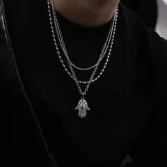 Jewelry Fatima Hand Necklace – Layered Silver Chain, Unisex Size ONE SIZE - 1 Thumbnail