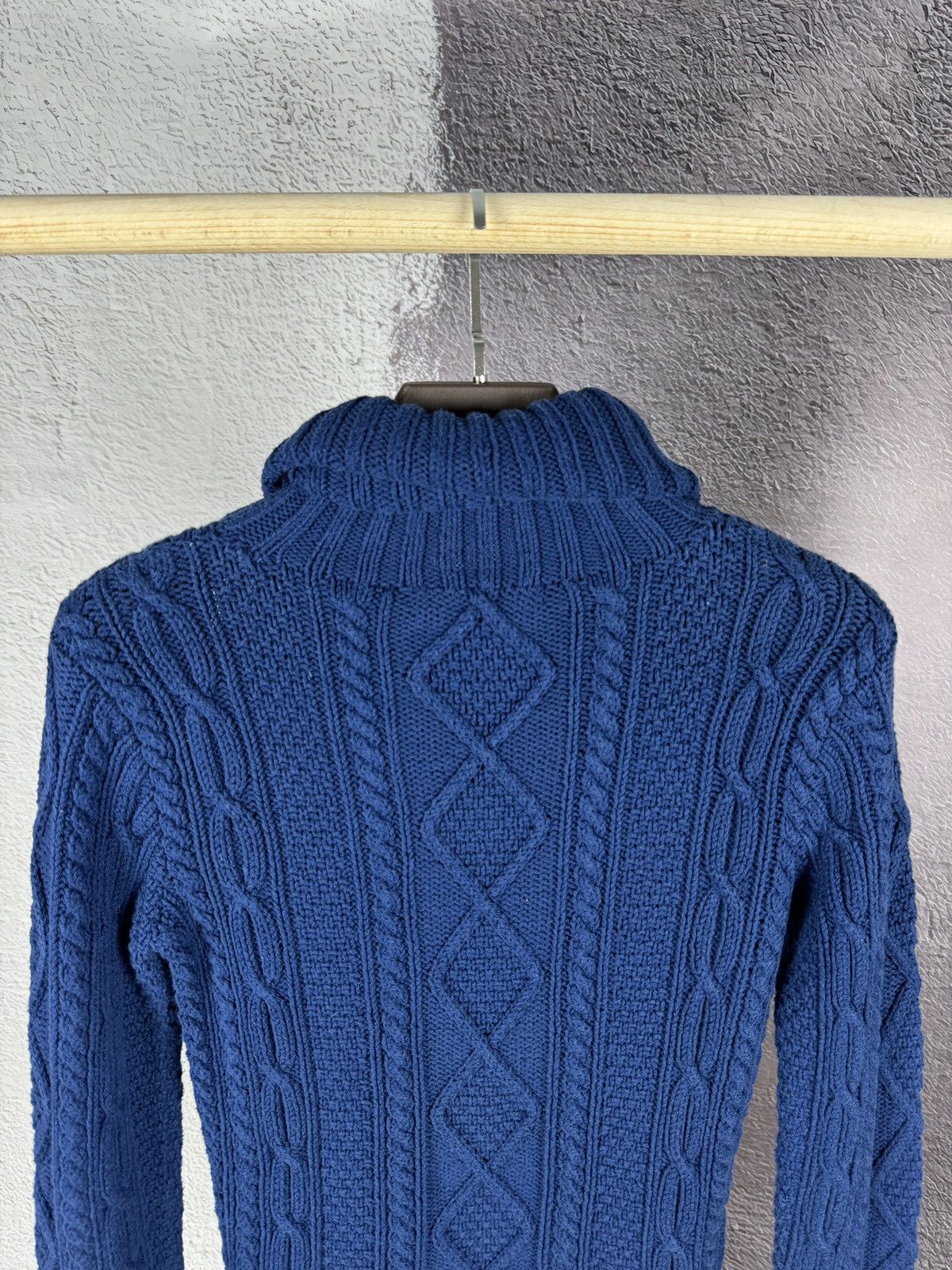 Ralph Lauren × Vintage Ralph Lauren Hand knit blue cable knit turtleneck sweater Size M / US 6-8 / IT 42-44 - 9 Thumbnail