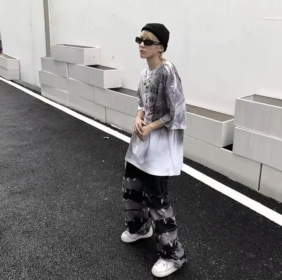Japanese Brand Grunge Clothes Ripped Jeans Men Streetwear Casual Size US 34 / EU 50 - 3 Thumbnail