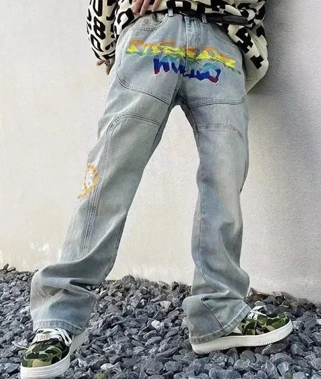Japanese Brand Y2K Streetwear Letter Embroidery Blue Jean Size US 32 / EU 48 - 1 Thumbnail