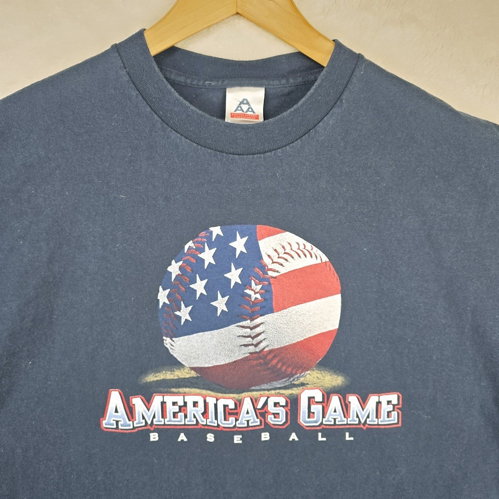 AAA America's Game Baseball Navy Blue American Flag Shirt XL Size US XL / EU 56 / 4 - 4 Thumbnail