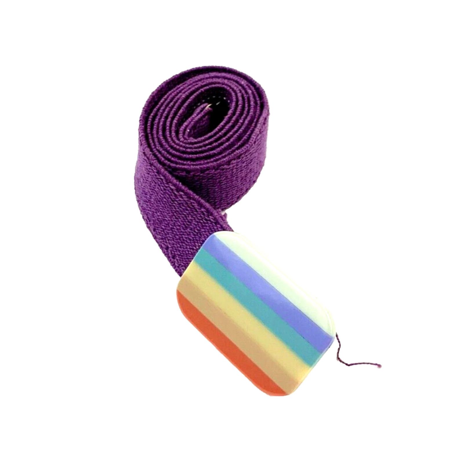 Rainbow VINTAGE Stretch Rainbow Enamel Hook Clasp Belt 29" Purple 1980s Nylon Unbranded Mens Womens Boys Girls Size ONE SIZE - 2 Thumbnail