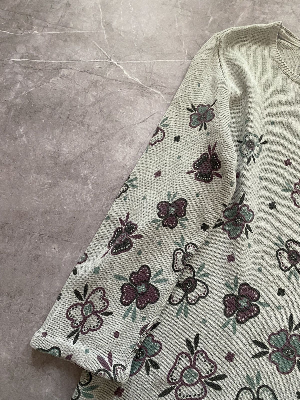 Designer × Gudrun Sjoden Rare Gudrun Sjoden Gray Sweater Floral Flowers Print Size L Size L / US 10 / IT 46 - 7 Thumbnail