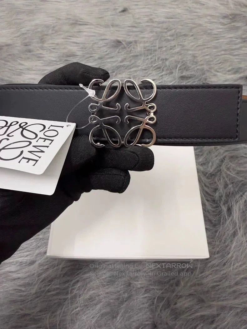LOEWE Anagram Reversible Leather Belt .