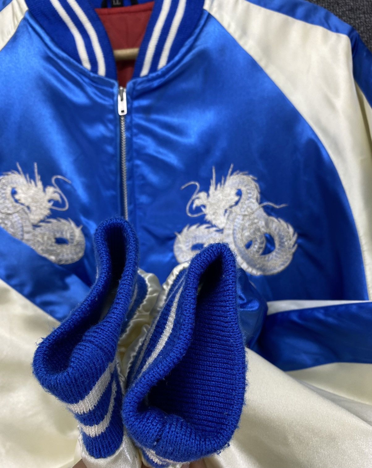 Japanese Brand Vintage 90s Sukajan Dragon Embroidery Varsity Jacket Size US L / EU 52-54 / 3 - 16 Thumbnail