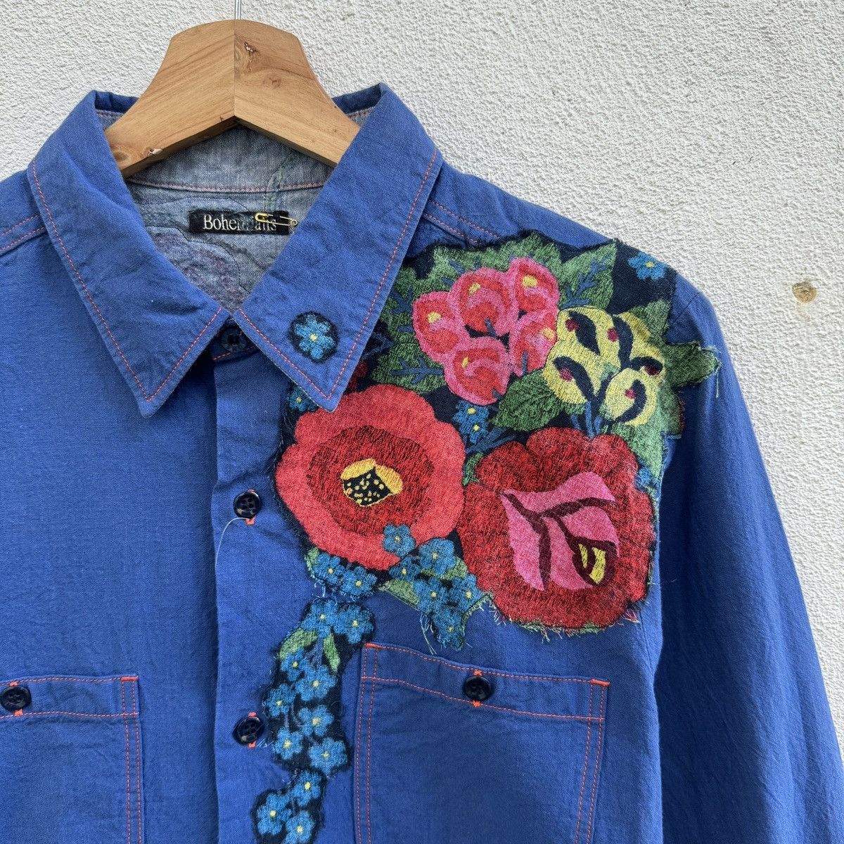 Japanese Brand Bohemians Garden Patchwork Chambray Shirt Size US S / EU 44-46 / 1 - 2 Thumbnail