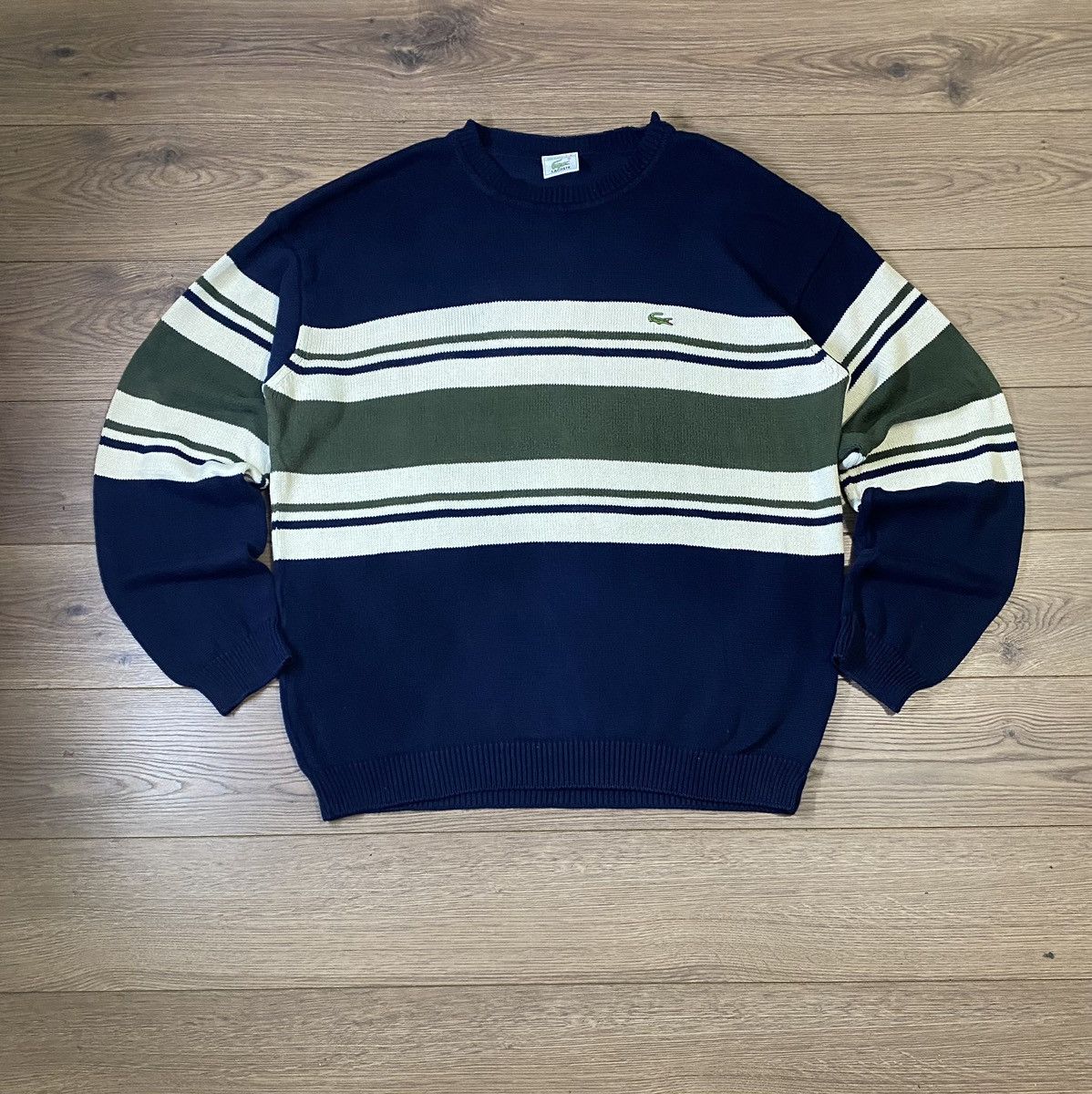 Lacoste × Vintage Vintage Lacoste Striped Knit Sweater Size 8 Size US XXL / EU 58 / 5 - 1 Thumbnail