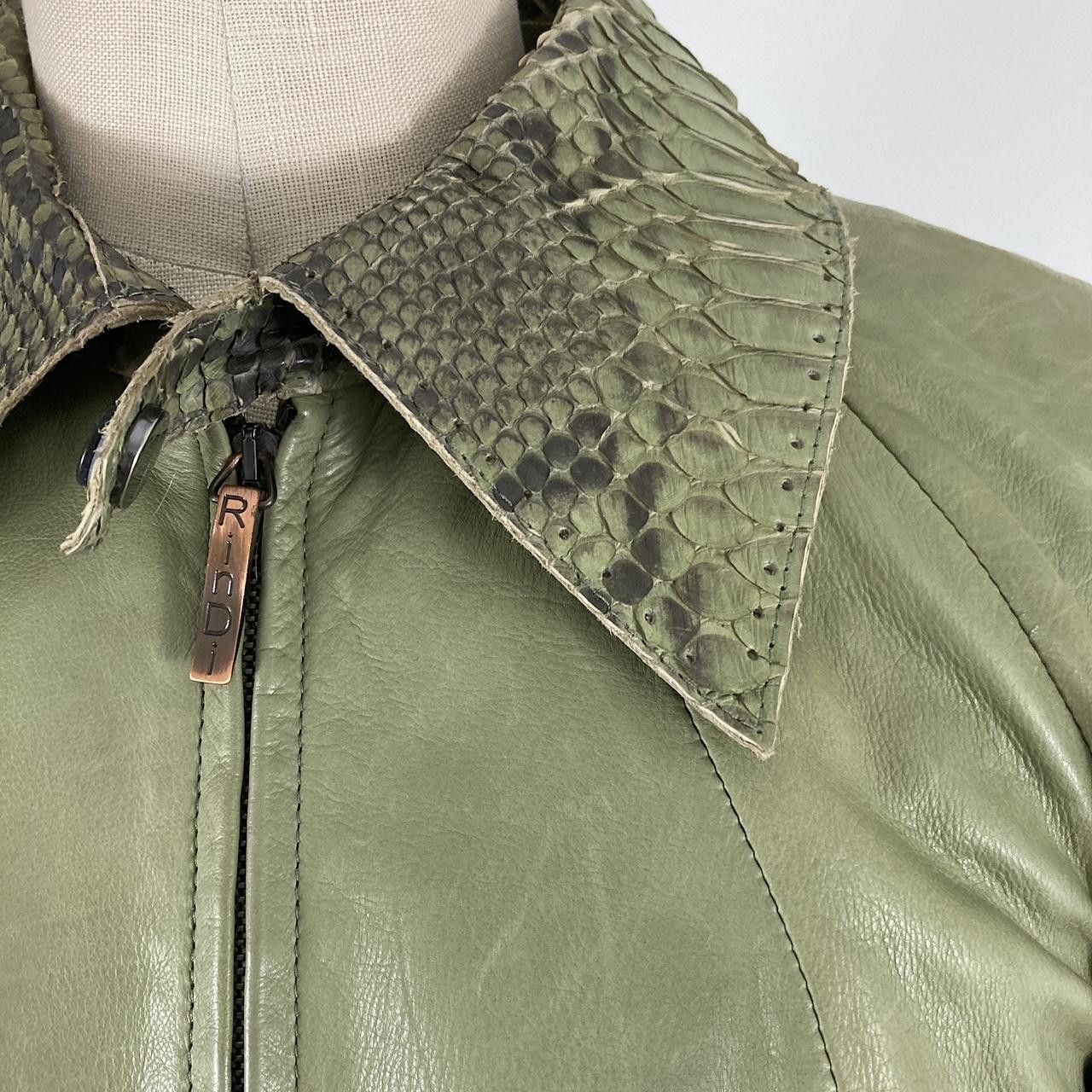 Roberto Cavalli lime green y2k leather snakeskin moto biker jacket Size S / US 4 / IT 40 - 3 Thumbnail