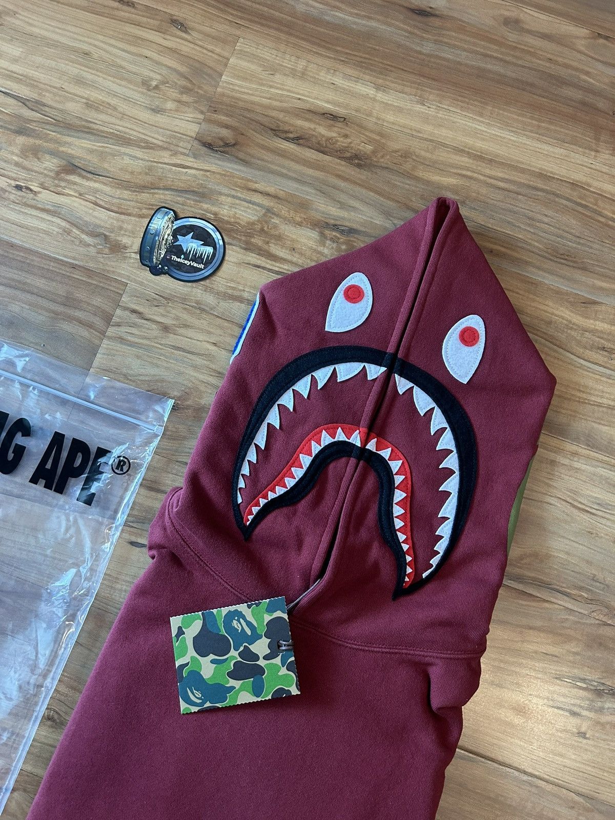 Bape STEAL Bape Burgundy Shark Pullover Hoodie Size US S / EU 44-46 / 1 - 7 Thumbnail