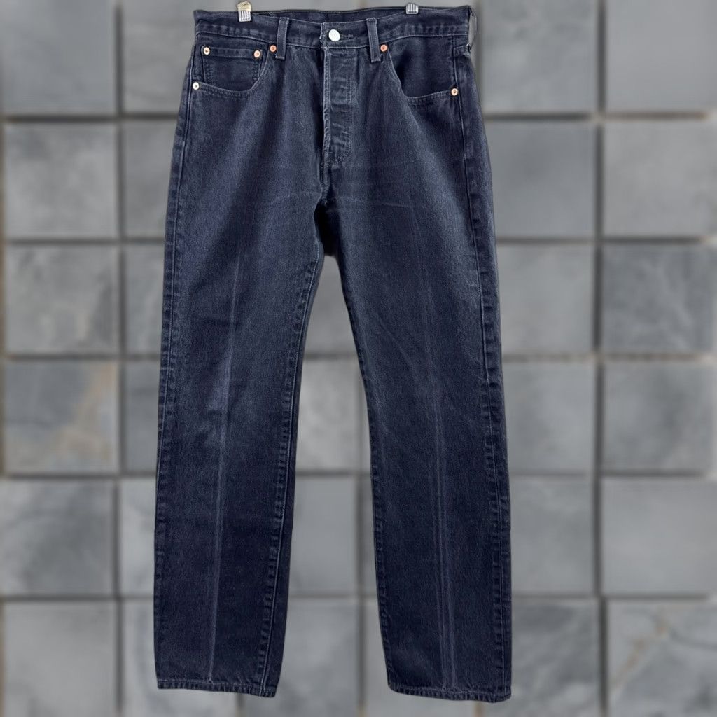 Levi's VINTAGE Levis 501 Jeans Mens Black Button Fly Denim Pant Repaired Distressed 33x32 Men's Jeans Leather? Size US 33 - 1 Thumbnail
