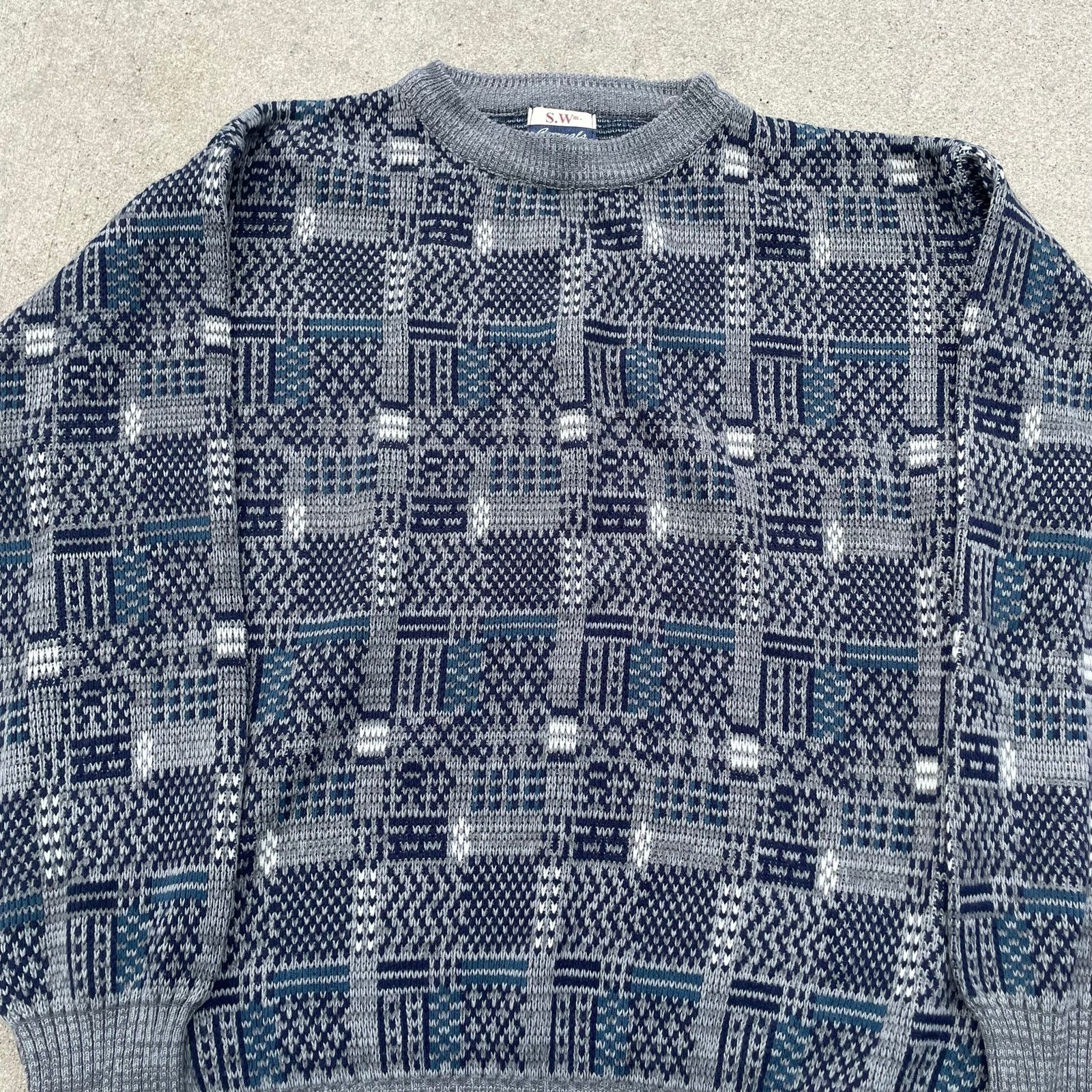 Vintage Vintage Knit Sweater Patterned Crewneck 90s Cozy Retro Size US XXL / EU 58 / 5 - 2 Thumbnail