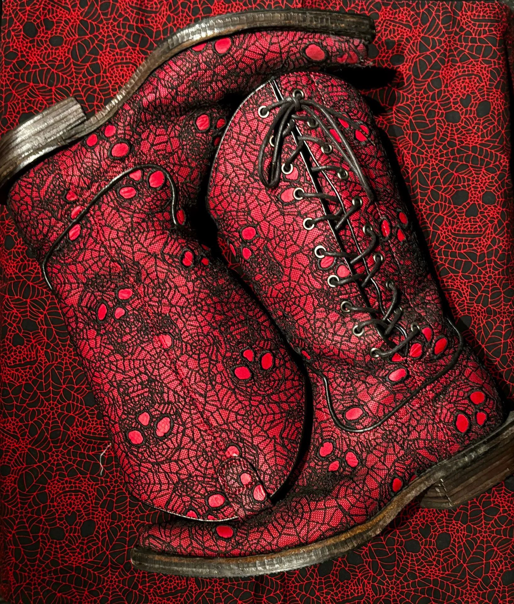 Number (N)ine red spider print chelsea boots Size US 6 / EU 39 - 1 Thumbnail
