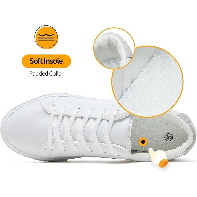 Other ZGR Men's Size 12 White Faux Leather Low Top Sneakers Size US 12 / EU 45 - 4 Thumbnail