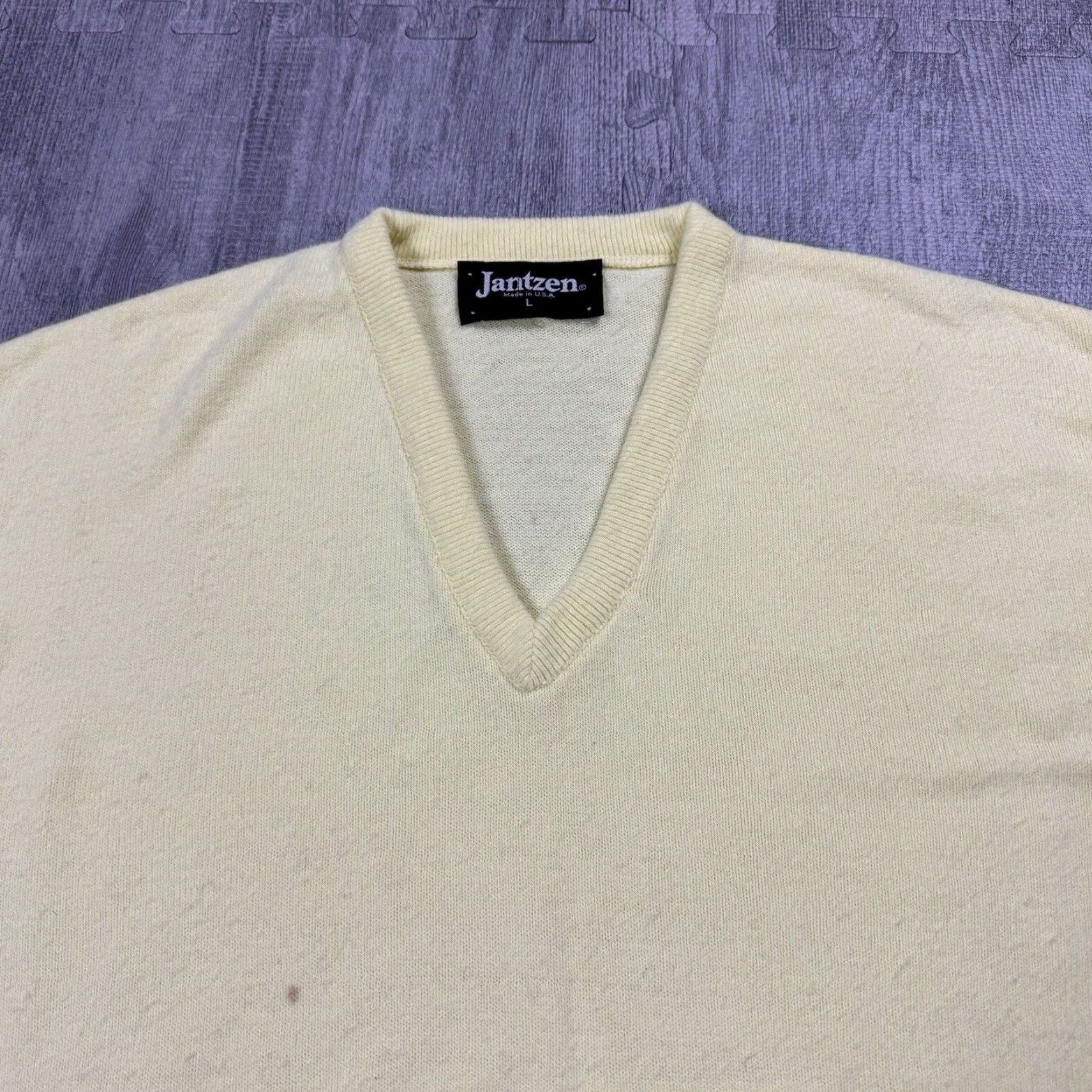 Jantzen VINTAGE JANTZEN 90s V-NECK PULLOVER SWEATER MENS BUTTER YELLOW SIZE LARGE Size US L / EU 52-54 / 3 - 2 Thumbnail
