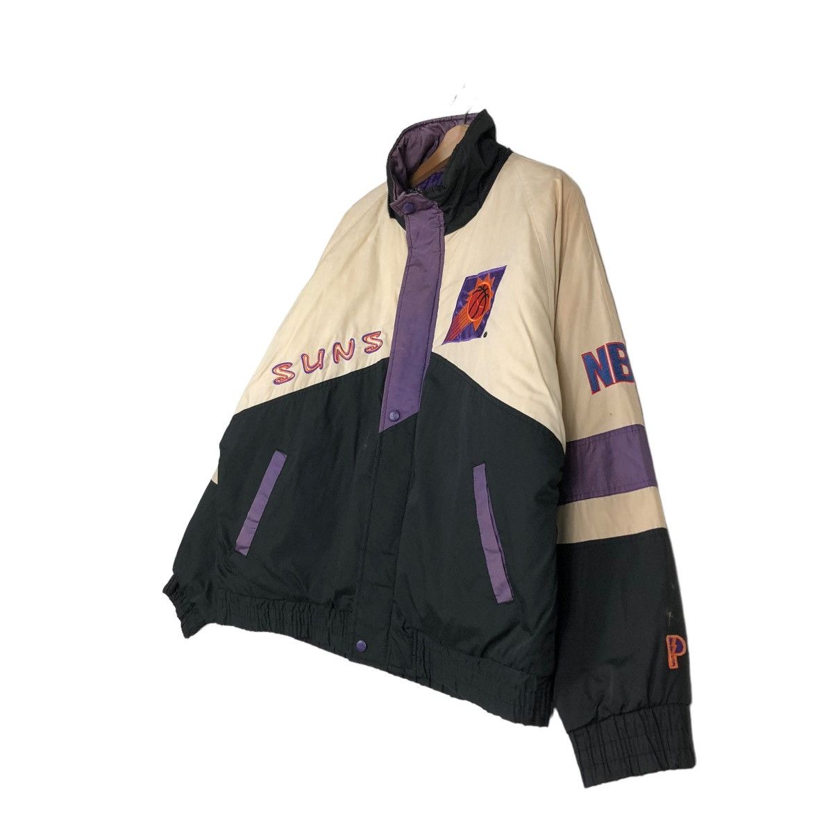 NBA 🔥VINTAGE PHOENIX SUNS STARTER BOMBER JACKET BIG LOGO Size US L / EU 52-54 / 3 - 4 Thumbnail