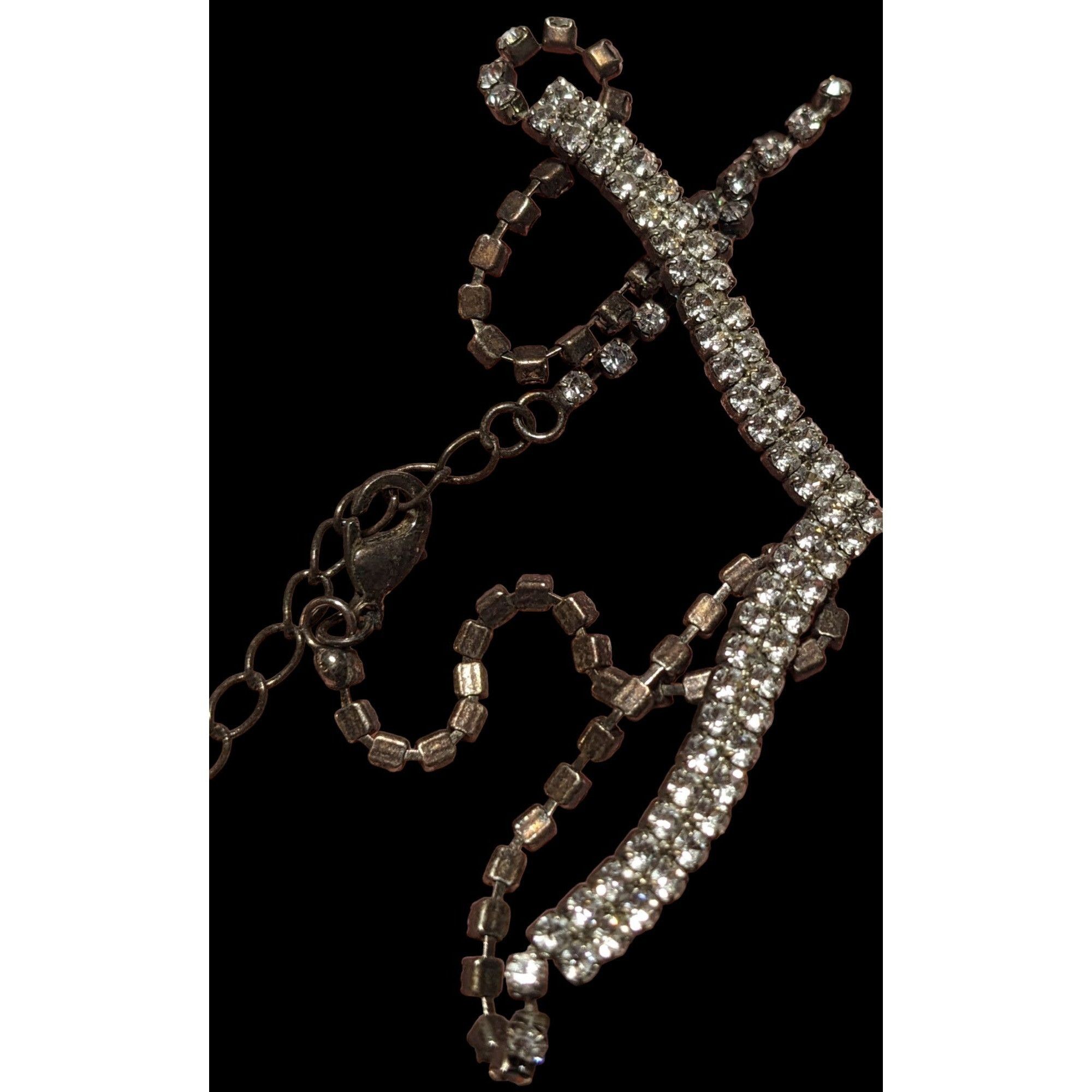 Other Vintage 90s Silver Chevron Rhinestone Necklace Size ONE SIZE - 4 Thumbnail