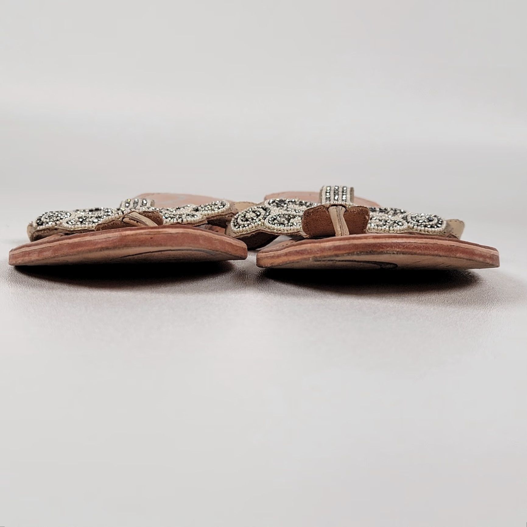 Vintage J. Renee Rhinestone Thong Sandals Women's Size 9 Olivia Miller Slip On Flat Silver Rhinestone Sandal Slide Women Shoes Size US 9 / IT 39 - 3 Thumbnail