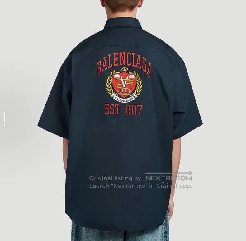 Balenciaga Balenciaga size 37 Dark Blue Short Sleeve Shirt Size US XS / EU 42 / 0 - 5 Thumbnail