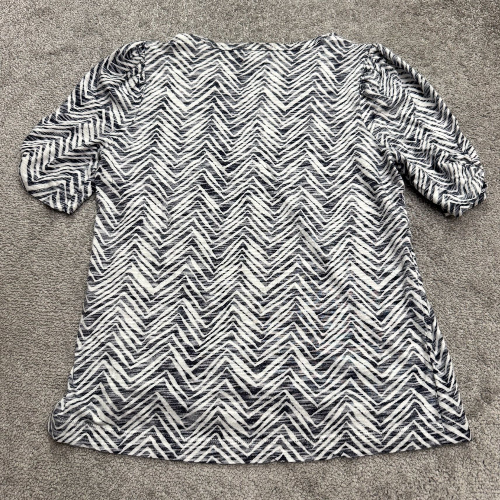 Vintage VINTAGE Chico's Cotton Blend Puff Sleeve Knitted Top Womens Medium Navy White Casual Shirt Size M / US 6-8 / IT 42-44 - 2 Thumbnail