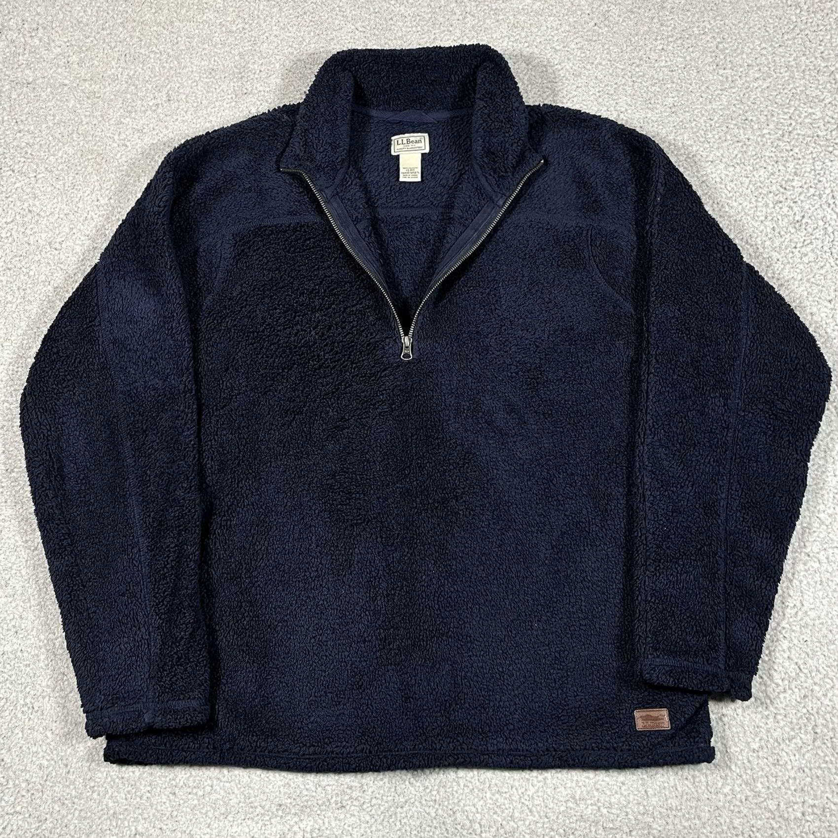 Vintage LL Bean Jacket Mens L Blue Sherpa Deep Pile Fleece 1/4 Zip Pullover Hiking Retro Size US L / EU 52-54 / 3 - 2 Thumbnail