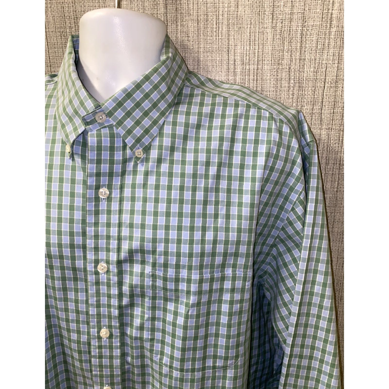 Brooks Brothers Brooks Brothers Shirt XL Mens Blue/Green Checkered Long Sleeve Button-Up Regular Cotton Non Iron Size US XL / EU 56 / 4 - 2 Thumbnail