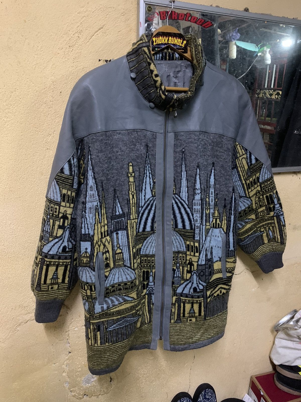 Japanese Brand × Vintage 90s PAPER PLANE Leather, Knitting Jacket Size US XL / EU 56 / 4 - 2 Thumbnail