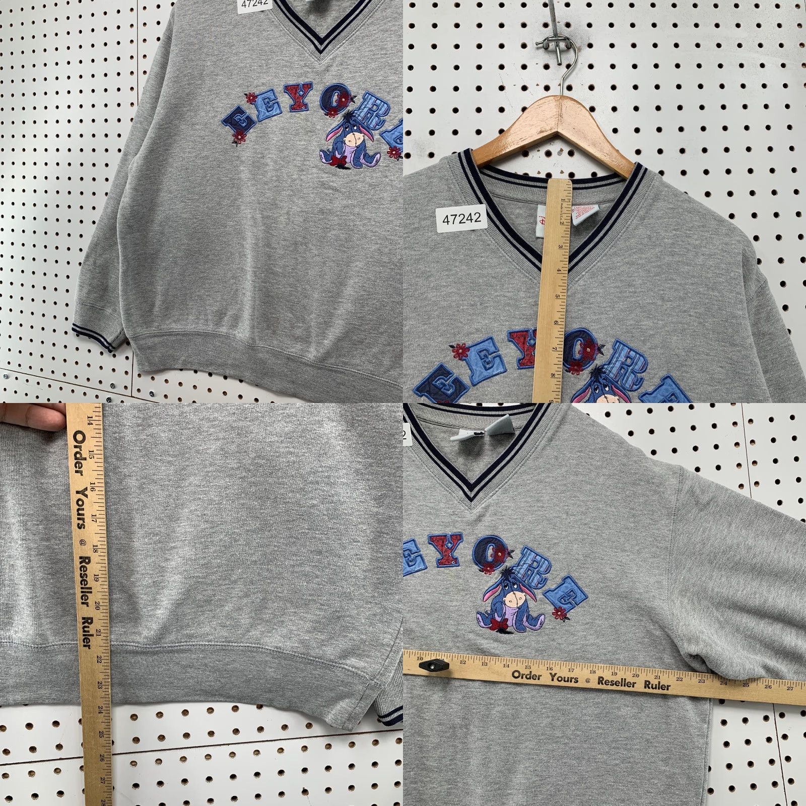 Disney VINTAGE Disney Eeyore Sweatshirt Womens Large Gray Fleece Embroidered Oversized Size L / US 10 / IT 46 - 8 Thumbnail