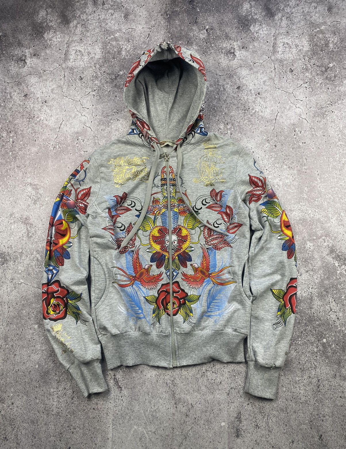Christian Audigier × Ed Hardy × Vintage Christian Audigier by Ed Hardy zip Hoodie Stussy Evisu cross Size M / US 6-8 / IT 42-44 - 1 Thumbnail