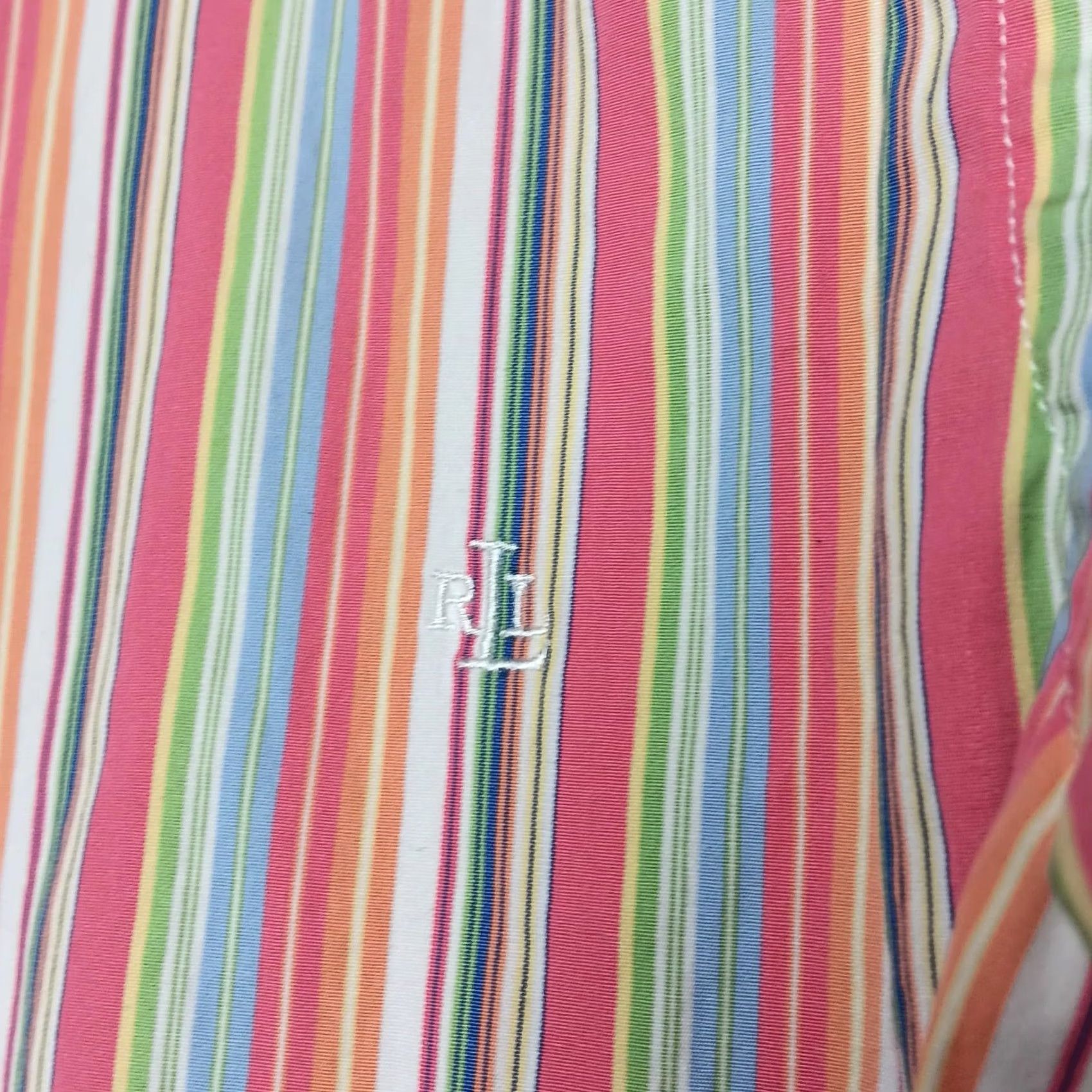 Ralph Lauren Lauren Ralph Lauren Blouse Shirt Women S Multicolor Striped 3/4 Sleeve Button Up Top Pink White Cuffs Foldable LRL Logo XS- Regular Mens? Womens Size S / US 4 / IT 40 - 5 Thumbnail