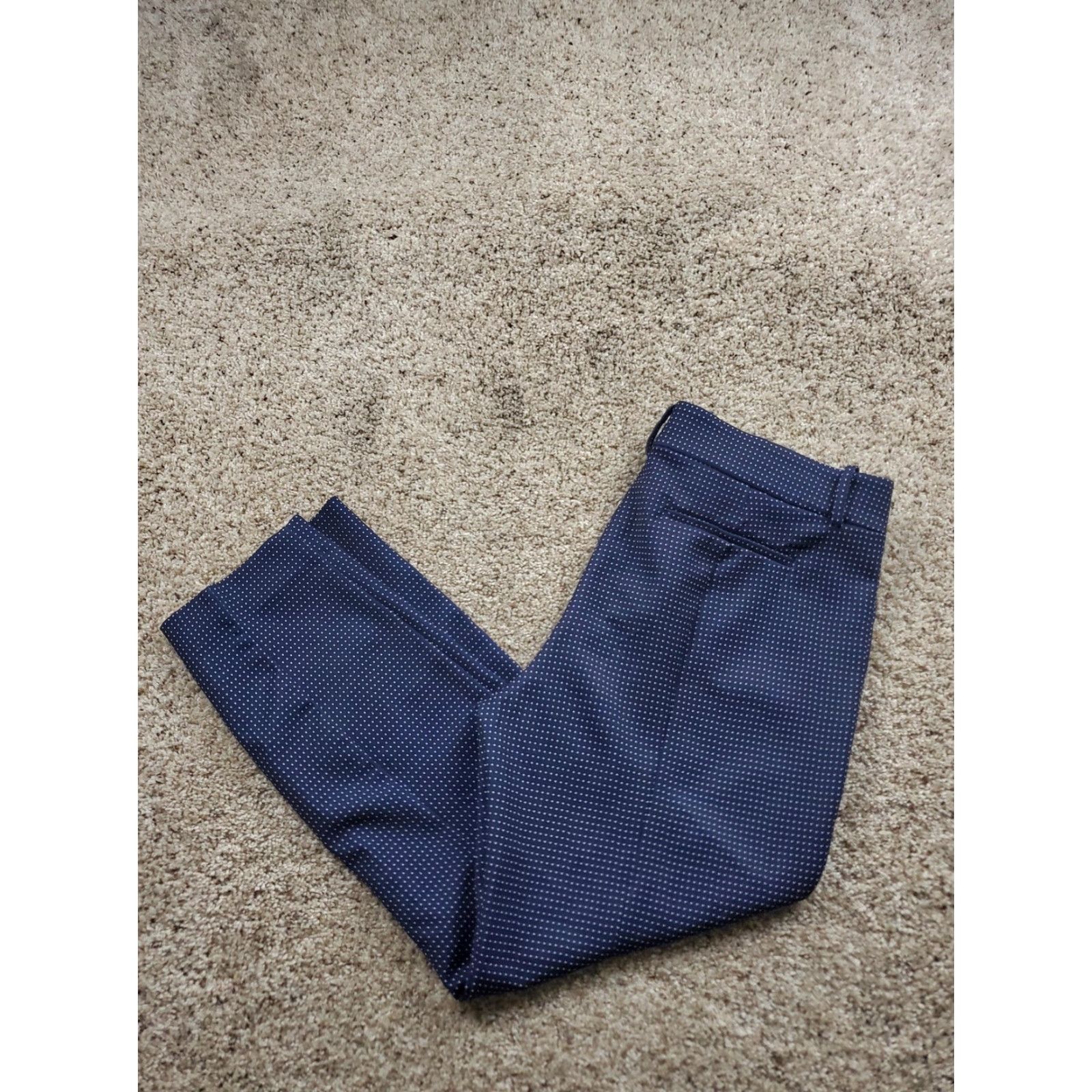 J.Crew J.Crew Mercantile Pants Womens 14 Navy Blue Polka Dot Stretch Slim Fit Pants Size 36" / US 14 / IT 50 - 2 Thumbnail