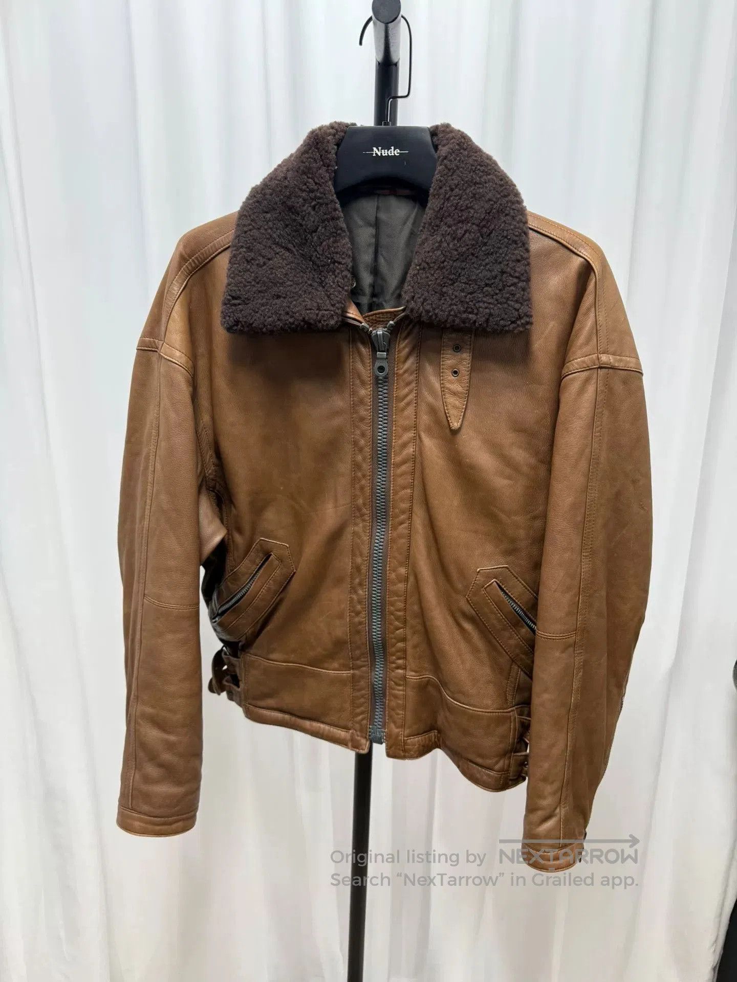 Issey Miyake brown leather jacket with removable collar. Size US L / EU 52-54 / 3 - 1 Thumbnail