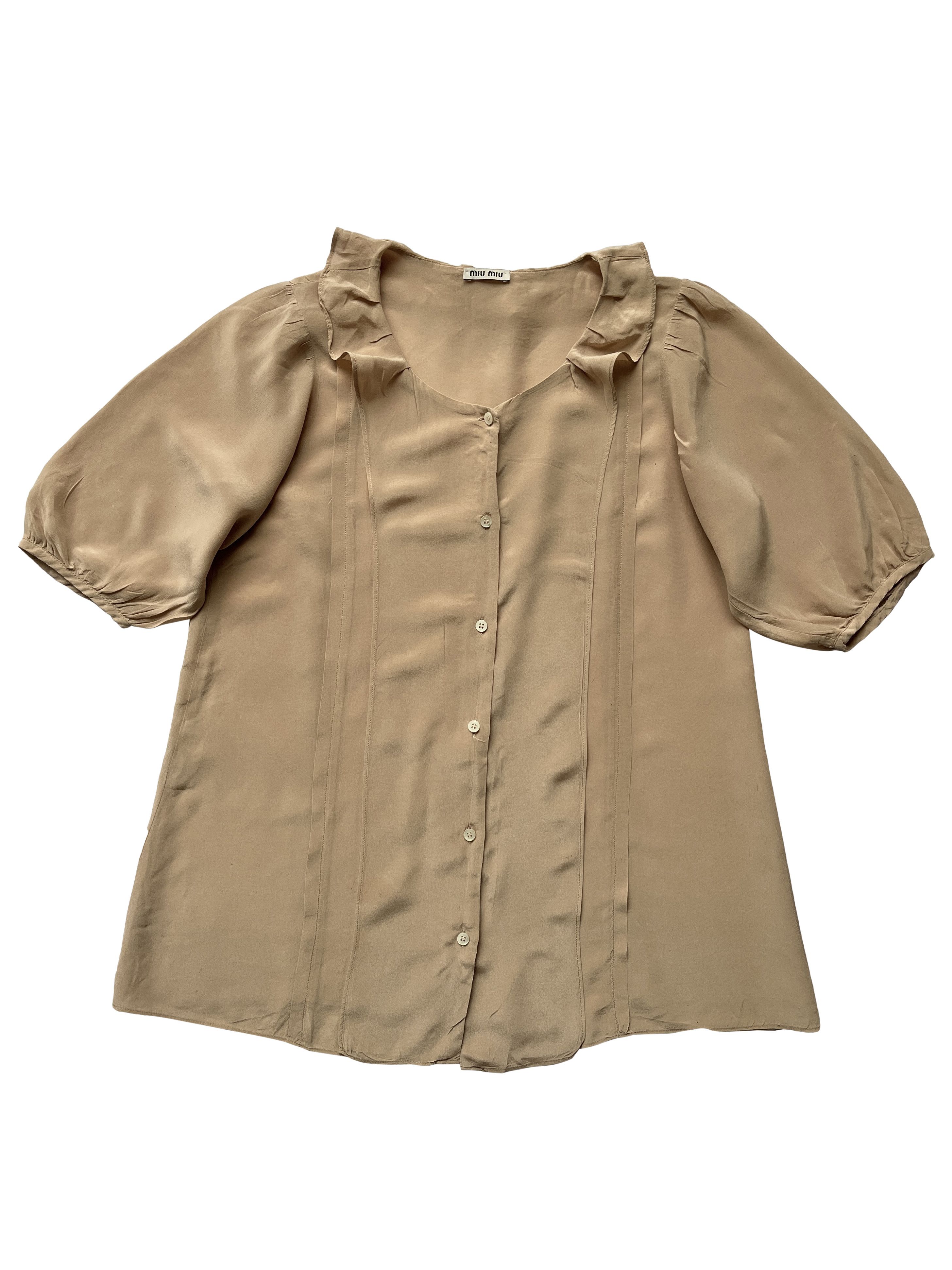 ⚡️QUICK SALE⚡️Miu Miu Beige Short Sleeve Button Up Blouse