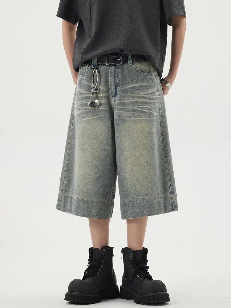 Japanese Brand × Jean Retro loose wide leg denim shorts Size US 32 / EU 48 - 1 Thumbnail