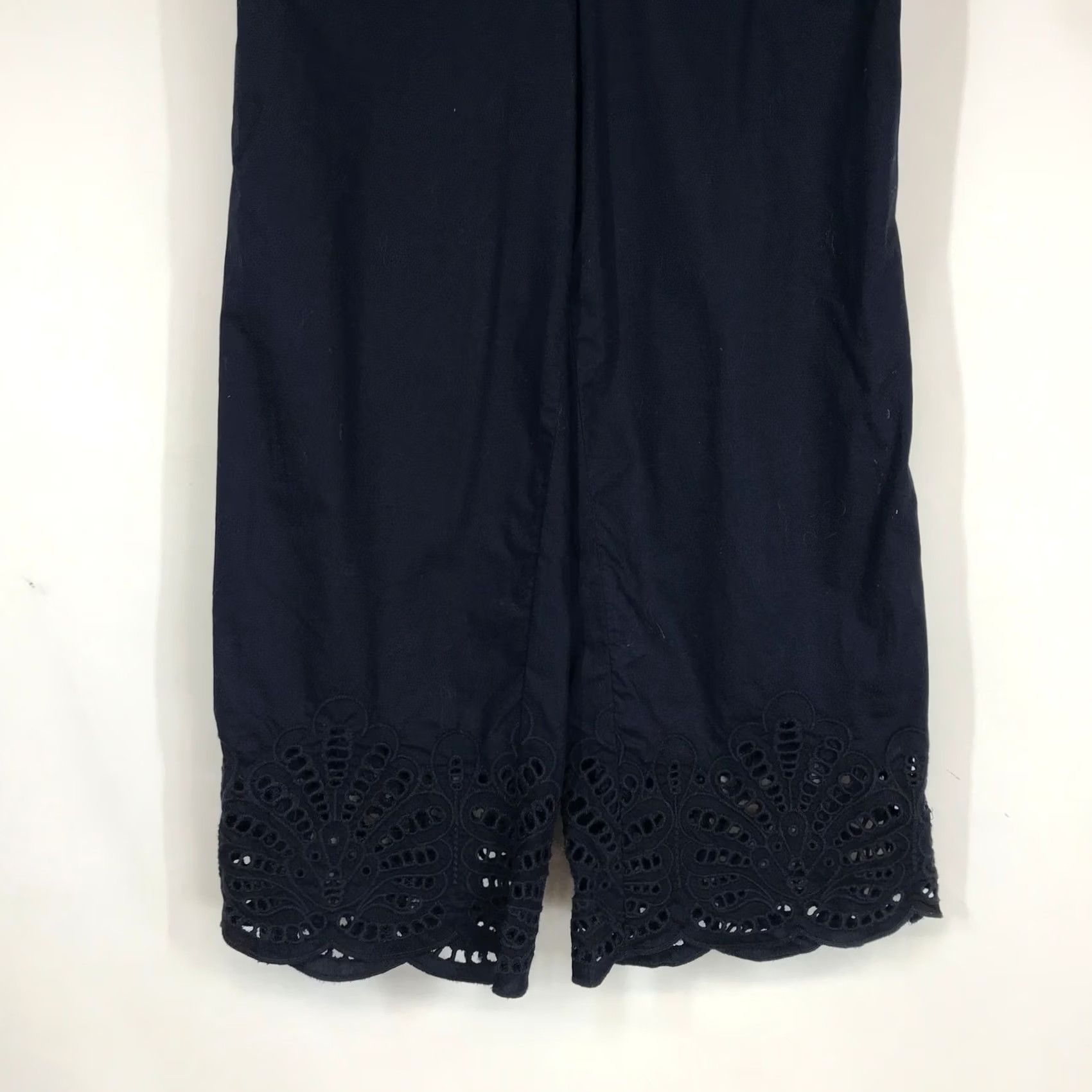 Talbots Talbots Blue Navy Wide Leg Culotte Pants Petite SP Eyelet Lace Hem Size 28" / US 6 / IT 42 - 3 Thumbnail