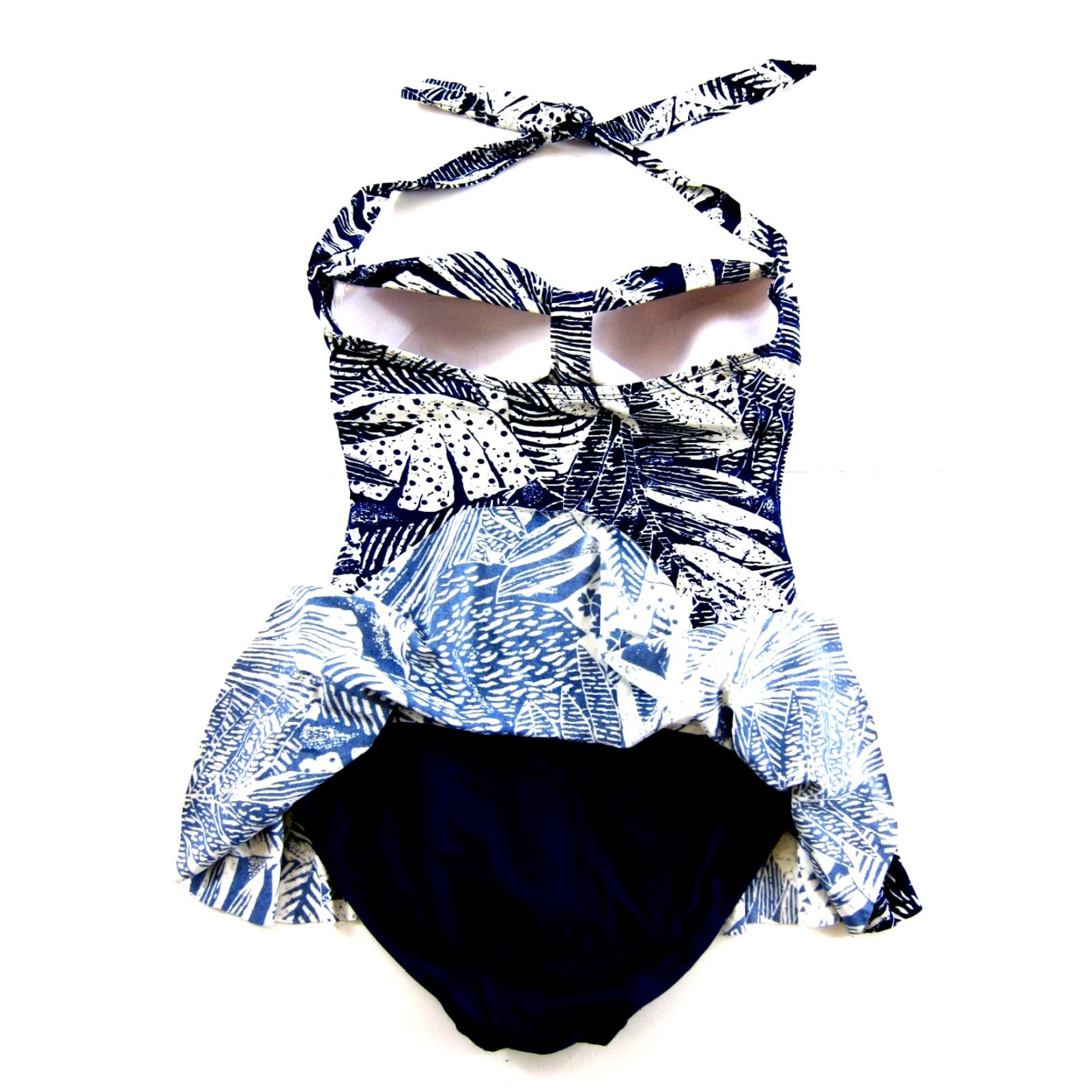 Vintage Rose Marie Reid Blue White Floral Slimming One Piece Swimsuit Halter Dress Small Girls Womens Vintage N/A Size S / US 4 / IT 40 - 3 Thumbnail