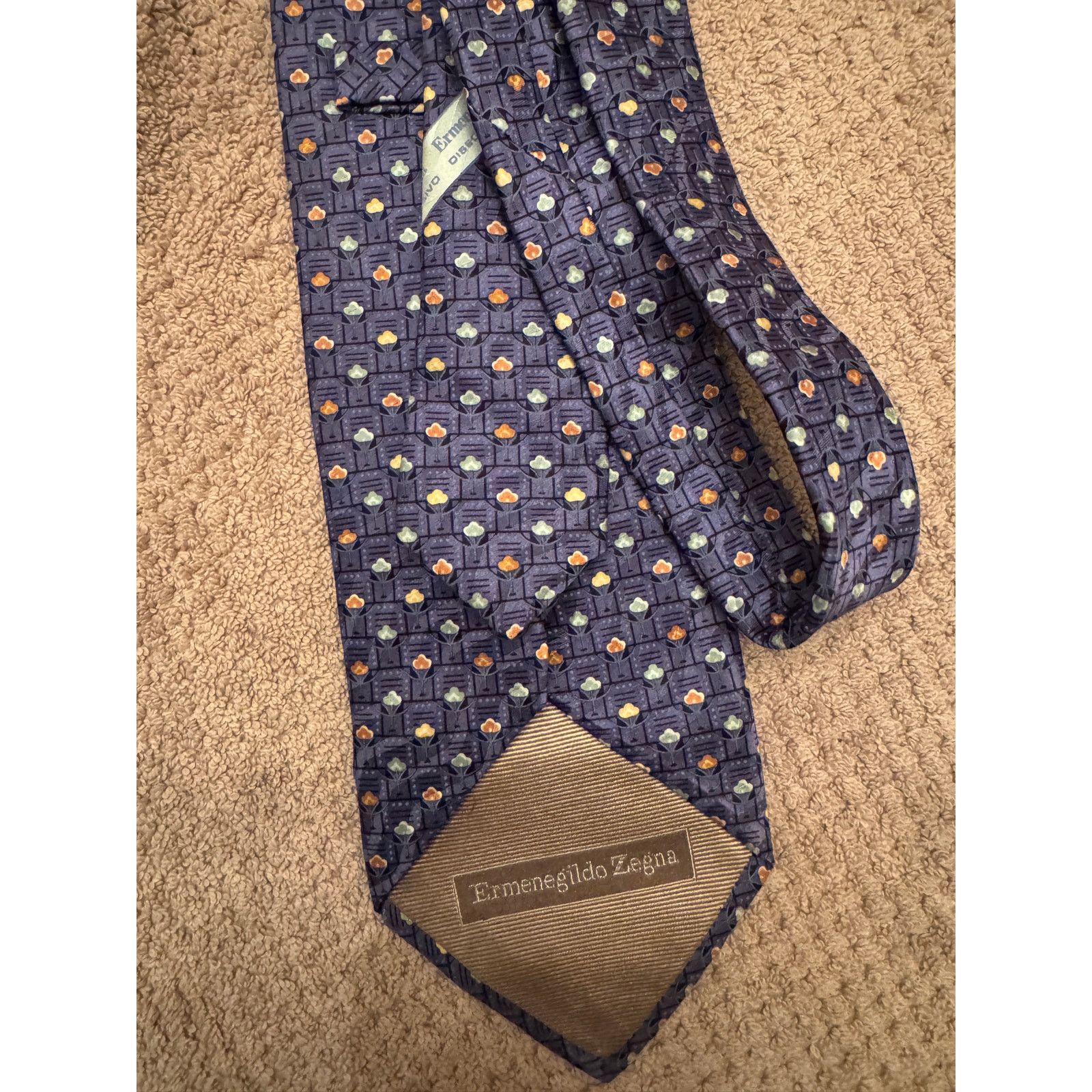 Ermenegildo Zegna Italy Ermenegildo Zegna Beautiful Blue Floral 100% Silk Tie Size ONE SIZE - 3 Thumbnail