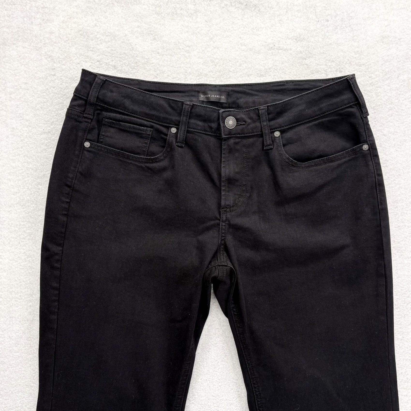Silver Jeans Co. Silver Jeans Suki Skinny Womens 34x29 Black Dark Wash Mid Rise Stretch Jeans Size 24" / US 00 / IT 34 - 2 Thumbnail