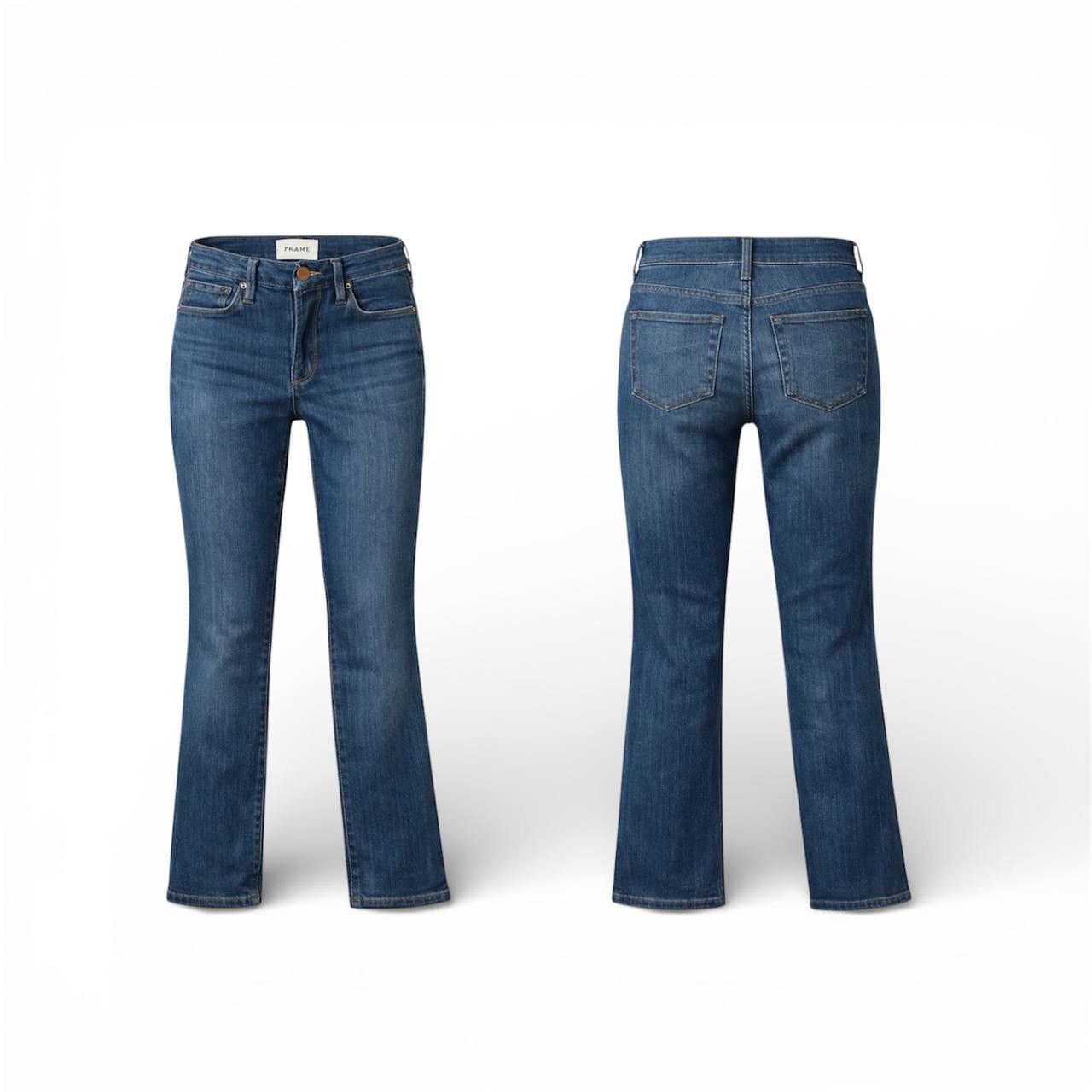 Frame $299 FRAME LE MINI ICON BOOT JEANS WOMENS SIZE 27 BLUE MID Size US 27 - 3 Thumbnail