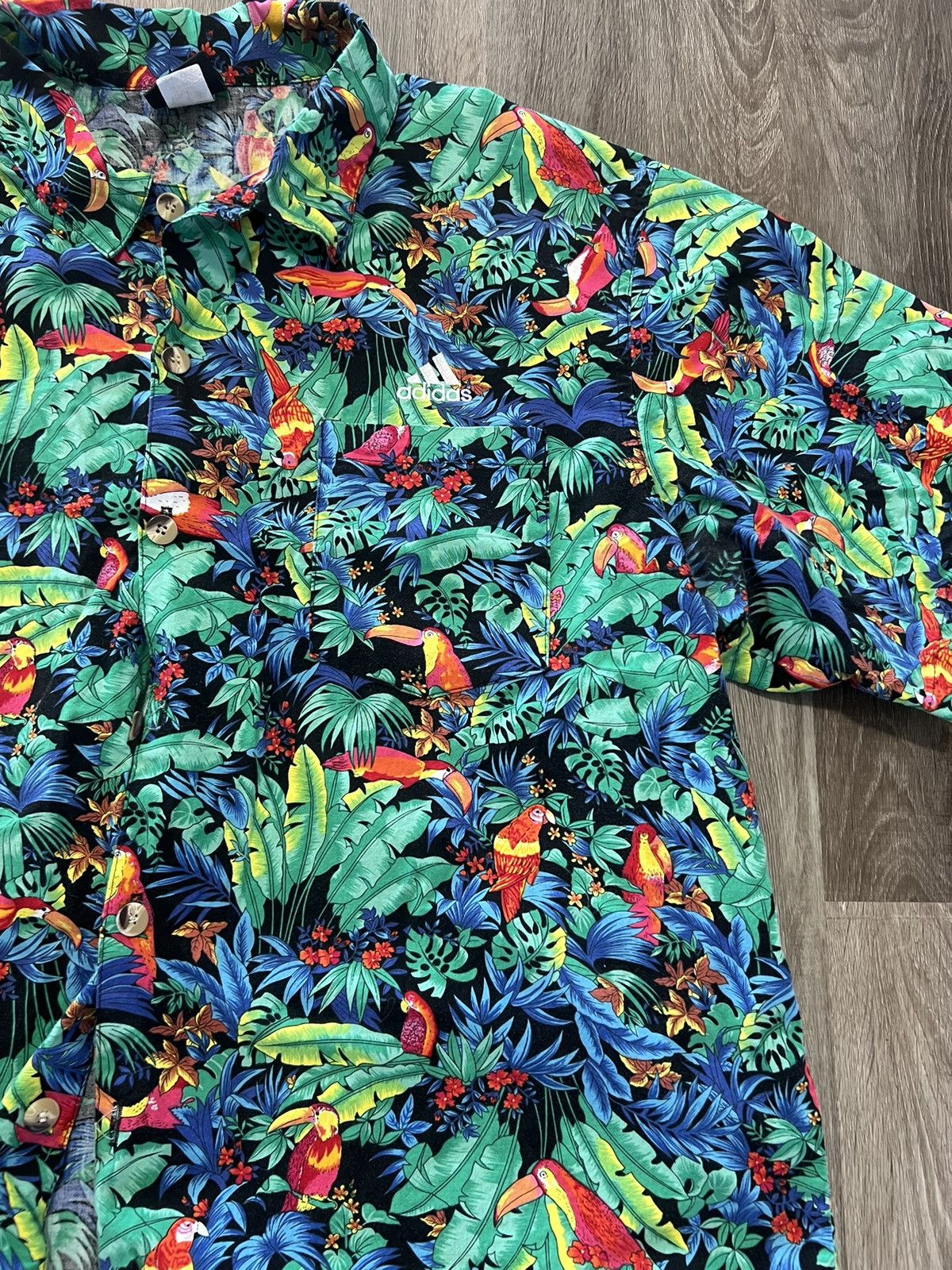 Adidas × Vintage Vintage Adidas ‘Toucan Dance’ by Fast Lane Hawaiian shirt Size US XL / EU 56 / 4 - 2 Thumbnail