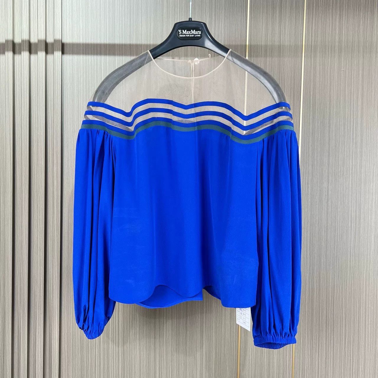 Fendi Fendi Blue White Silk Lantern Sleeve Top Size S / US 4 / IT 40 - 1 Thumbnail