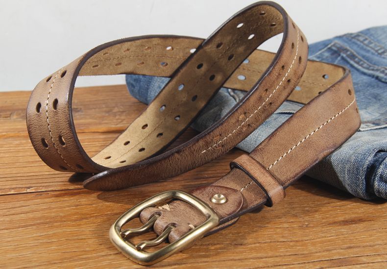 Leather × Vintage Double Prong Buckle Wide Belts Size ONE SIZE - 3 Thumbnail