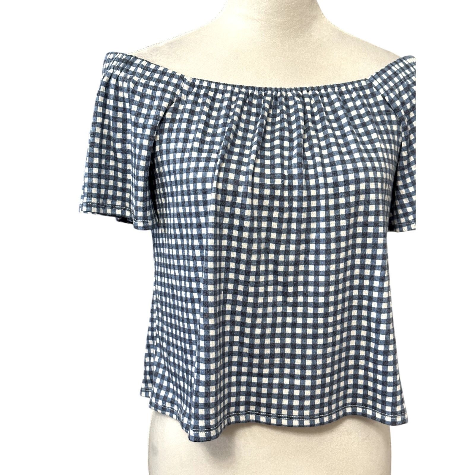 Other Belle Crop Top Gingham Short Sleeve Flare Square Neck S New Size S / US 4 / IT 40 - 2 Thumbnail