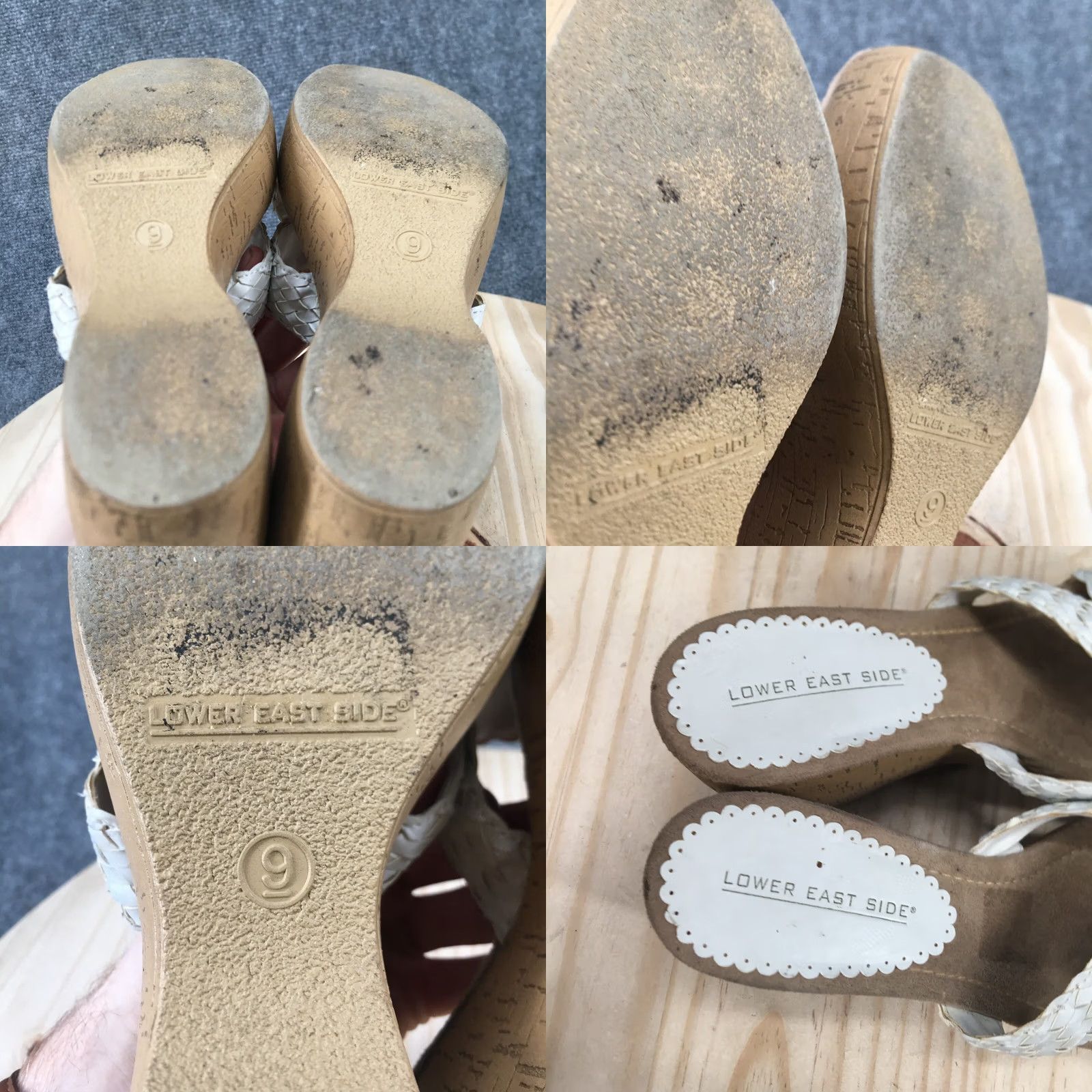 Vintage Lower East Side EAST Sandals Womens 9 Slide White Braided Slip On Casual Wedge Heels Size US 9 / IT 39 - 9 Thumbnail