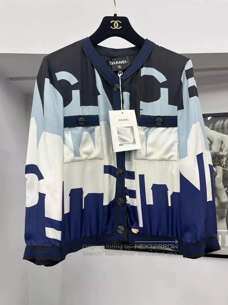 Chanel Chanel Silk Letter Design Jacket. Size US M / EU 48-50 / 2 - 1 Thumbnail