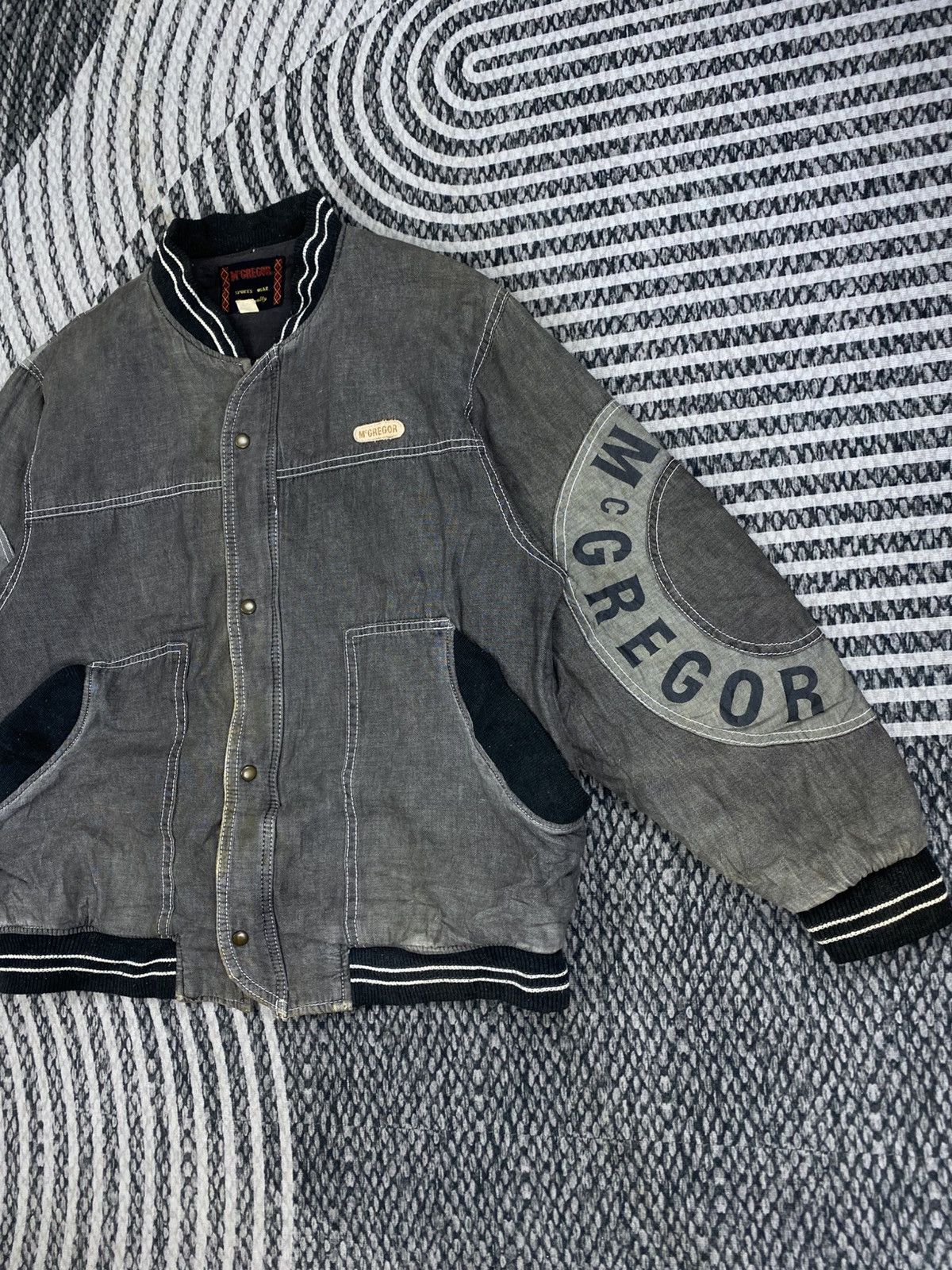 McGregor Vintage 90s McGregor Denim Big Spell On Sleeve Bomber Jacket Size US M / EU 48-50 / 2 - 5 Thumbnail
