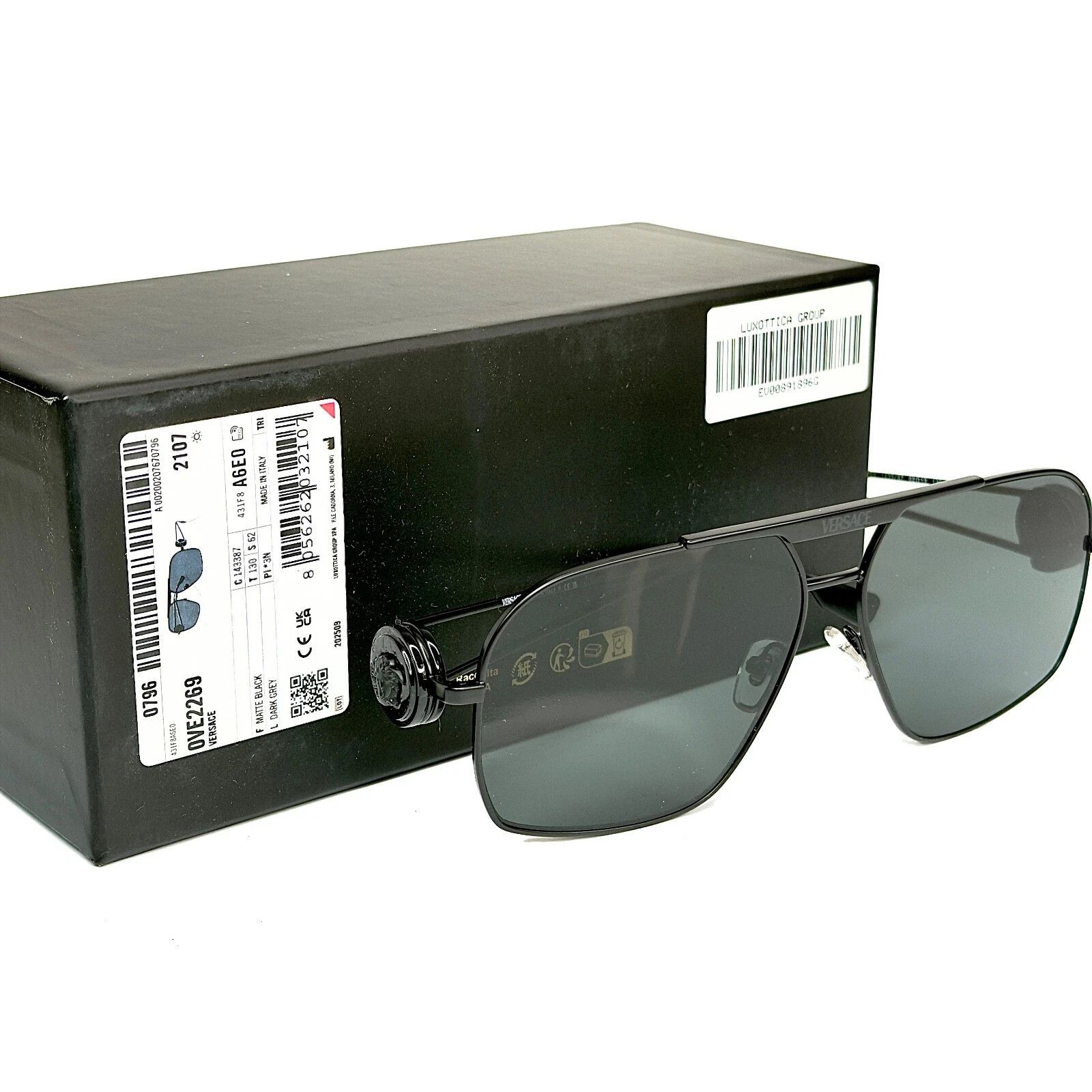 Versace VERSACE VE2269 2269 Medusa NAVIGATOR Matte Aviator Sunglass Size ONE SIZE - 10 Thumbnail