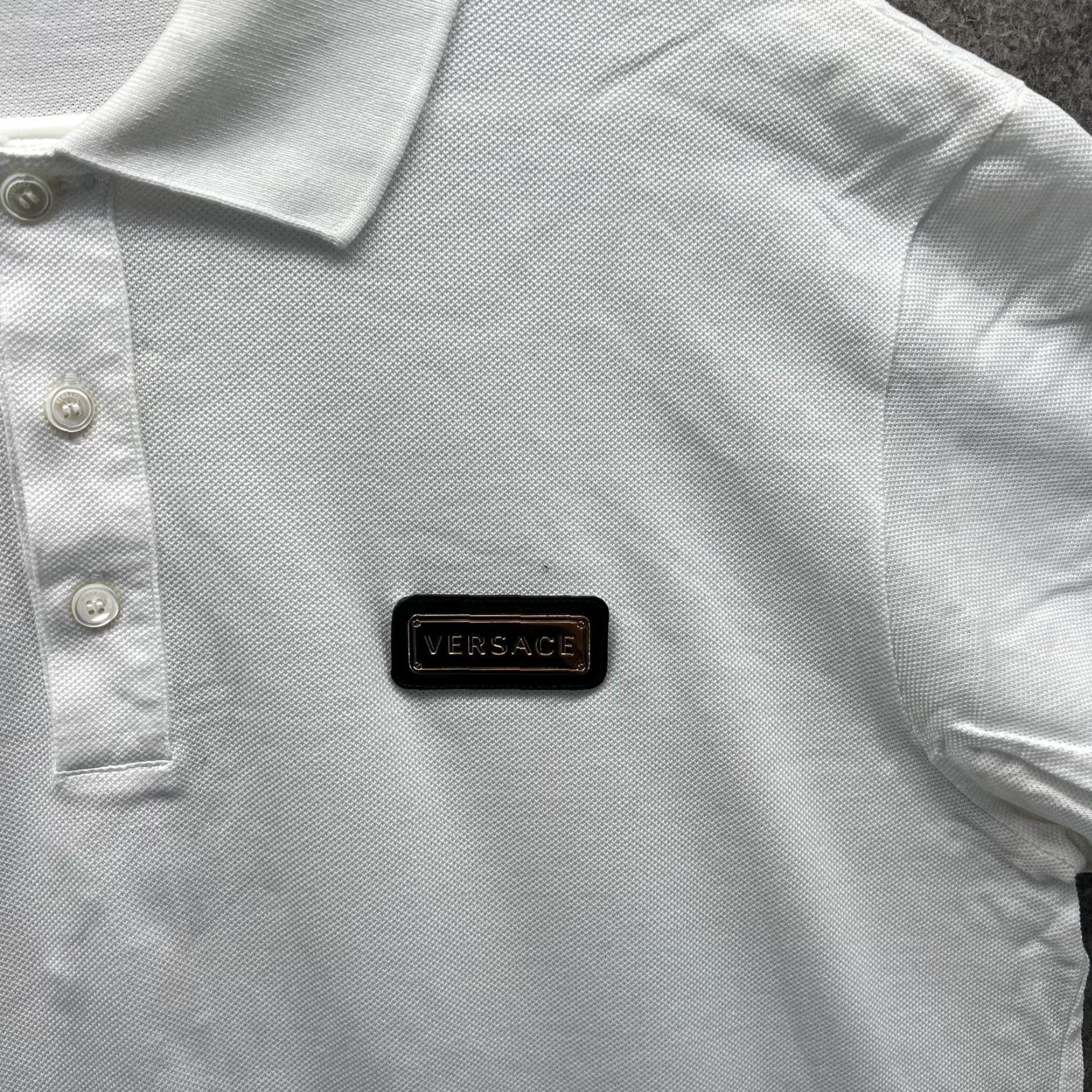 Versace Versace Polo Shirt Mens 2XL White Taylor Fit Made In Italy Pique Logo Patch Size US XXL / EU 58 / 5 - 3 Thumbnail