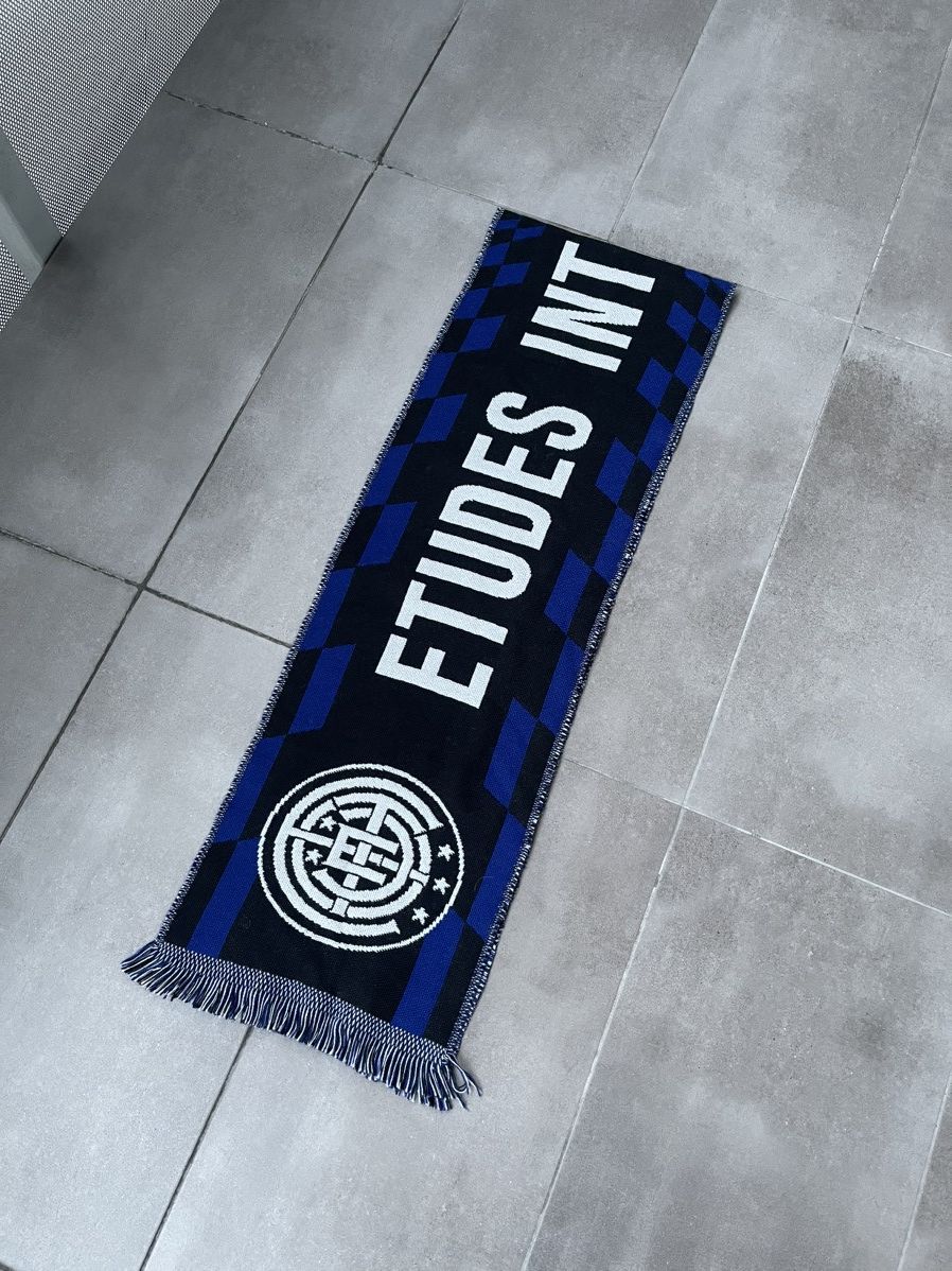 Etudes !DS! SS23 Etudes Intarsia Knit Black Blue Soccer Scarf Size ONE SIZE - 3 Thumbnail