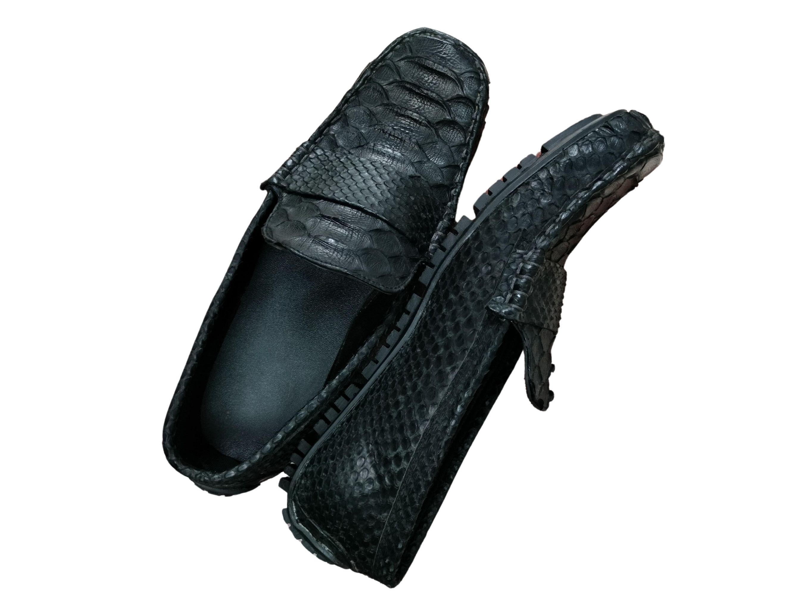 Handmade Black Snakeskin Casual Loafers For Men Size US 7 / EU 40 - 3 Thumbnail